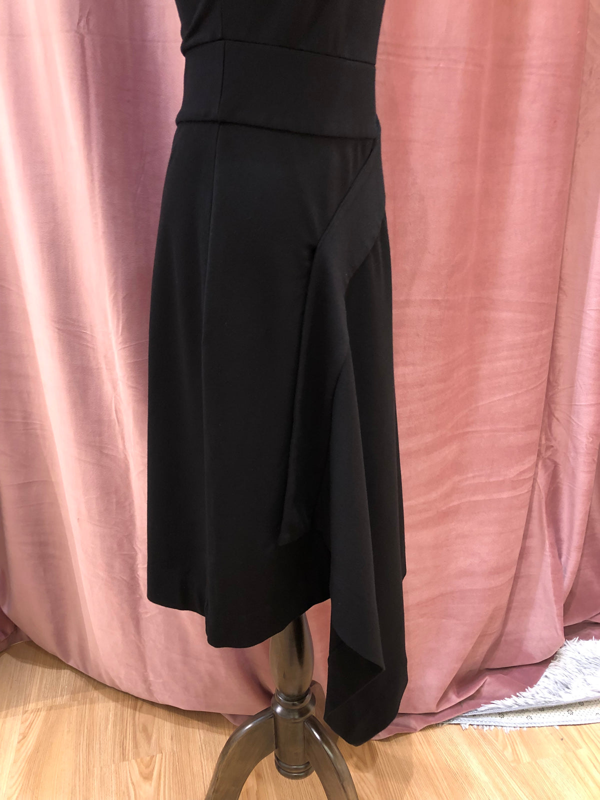 CALVIN KLEIN Black Asymmetric Wrap-waist Dress
