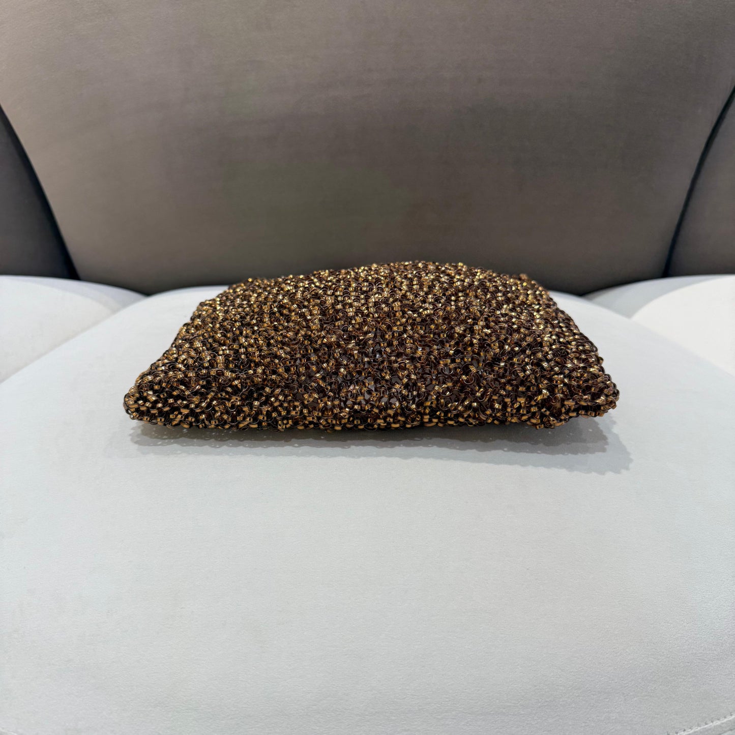 Anteprima 復古青銅色金屬絲針織豎款手提包