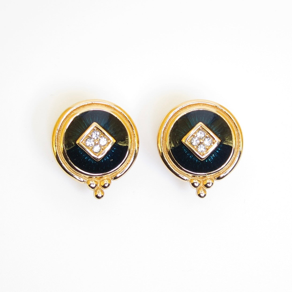Burberry Vintage Green & Gold-Tone Clip-On Earrings