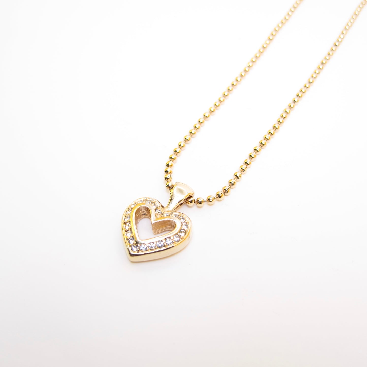 Christian Dior Vintage Heart with Rhinestone Golden Long Necklace