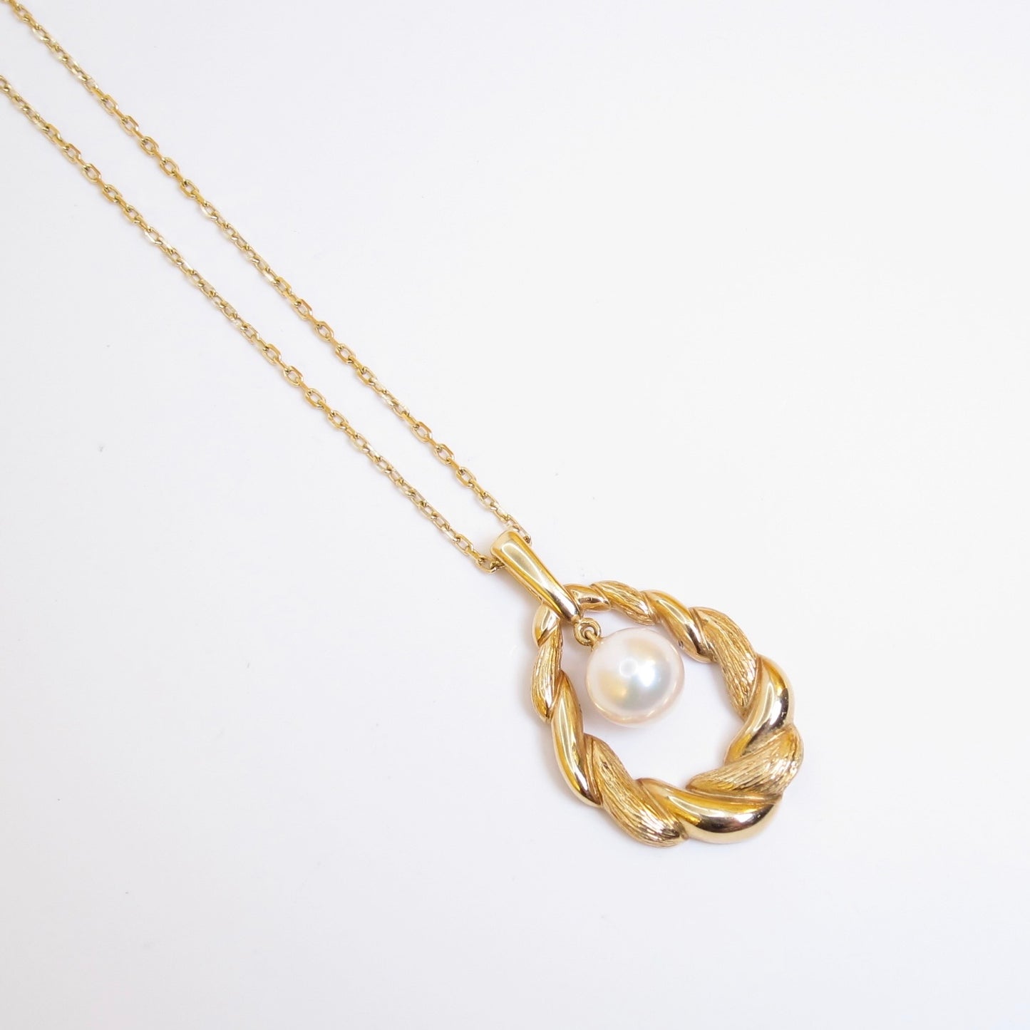 Mikimoto Vintage 18K Gold Twisted Rope and Pearl Necklace