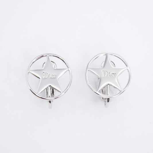 Christian Dior Vintage Dior Logo Star Silver Clip-on Earrings