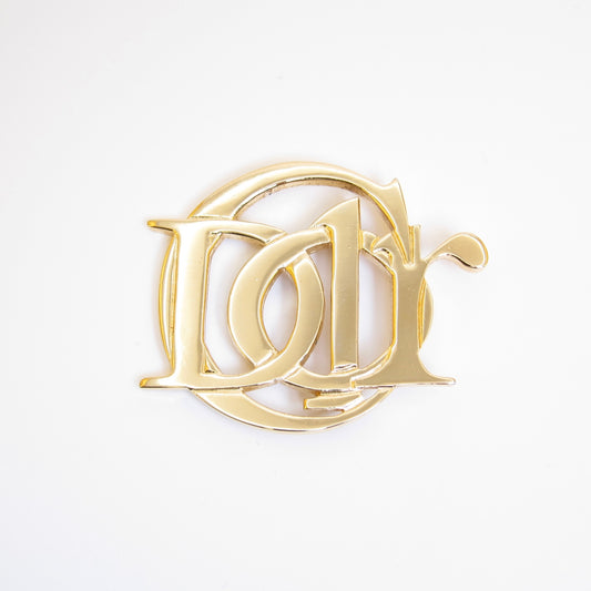 Christian Dior Vintage Dior Logo Golden Brooch