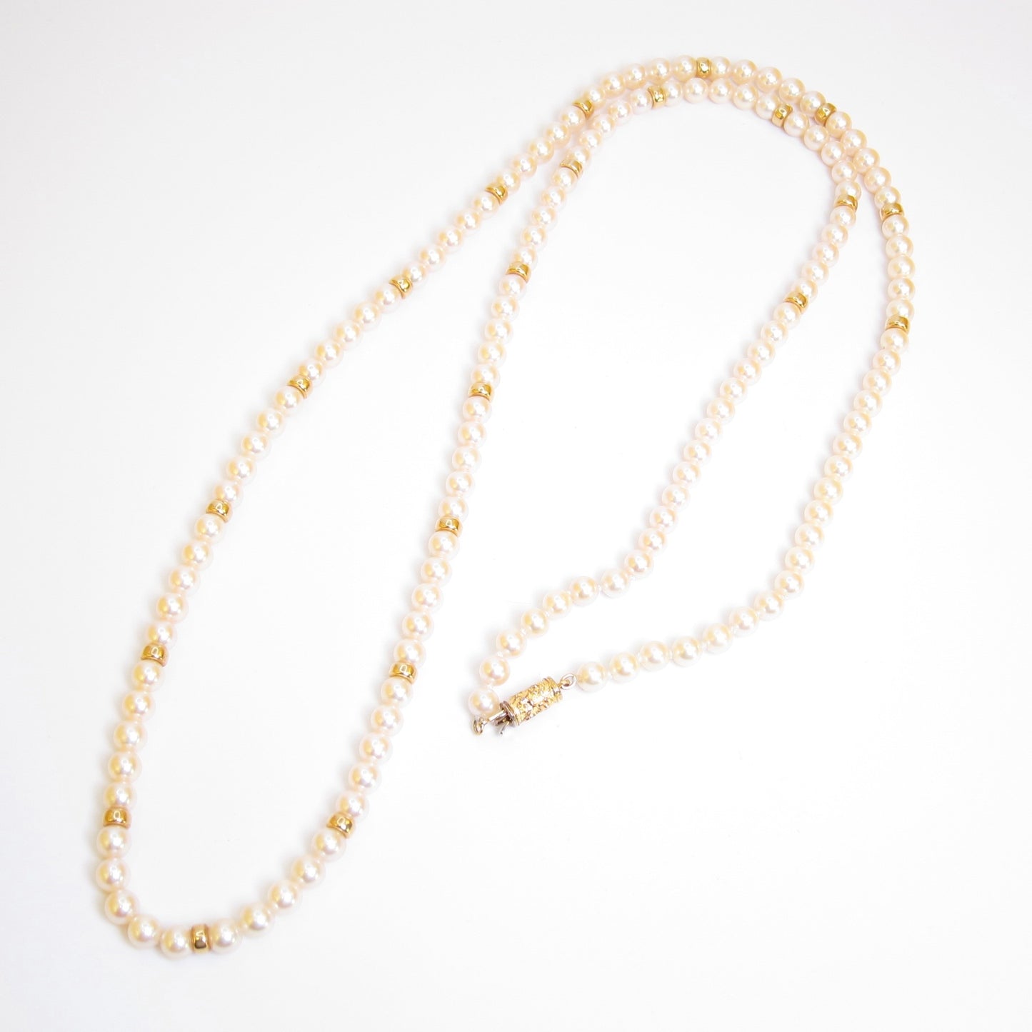 No Brand Vintage Pearl with Golden Beads Long Necklace