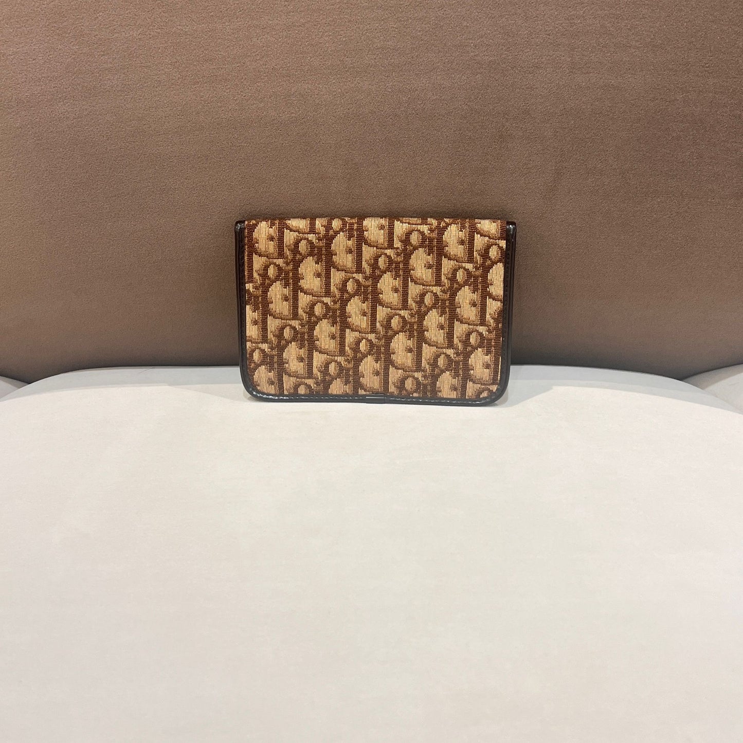 Christian Dior Vintage Trotter Monogram Canvas Brown Envelope Pouch Clutch