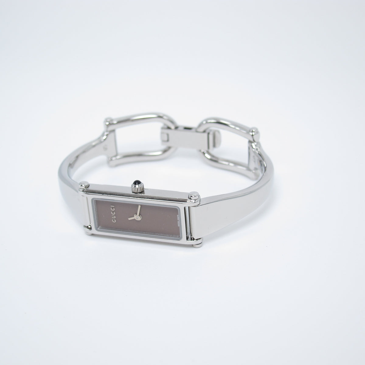 Gucci Vintage Rectangle Brown Face Bangle Watch