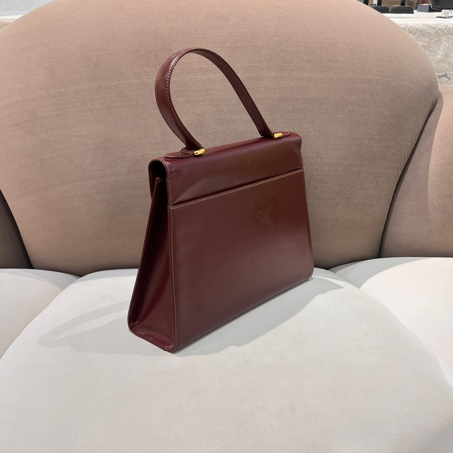 Cartier Vintage Must De Cartier Bordeaux Leather Top Handle Bag