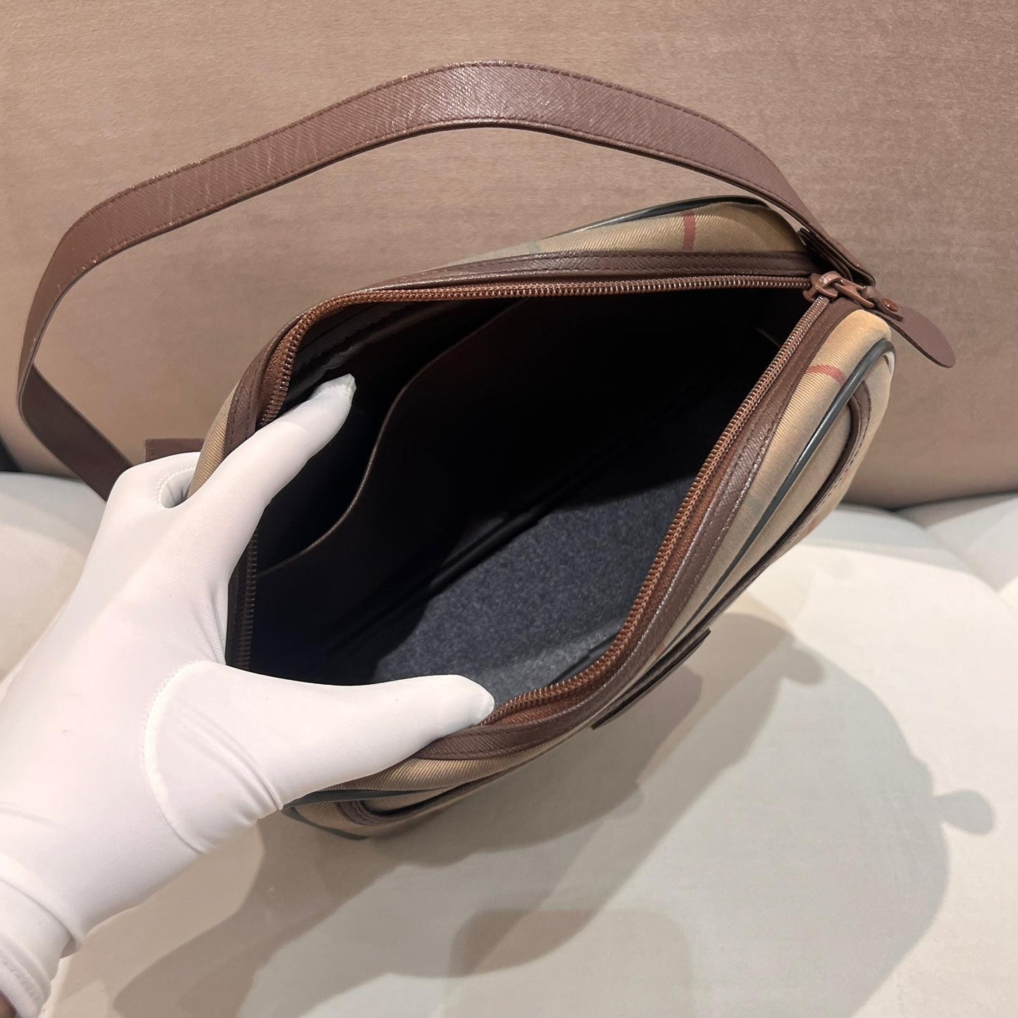 Burberry Vintage Nova Check Canvas Shoulder Bag