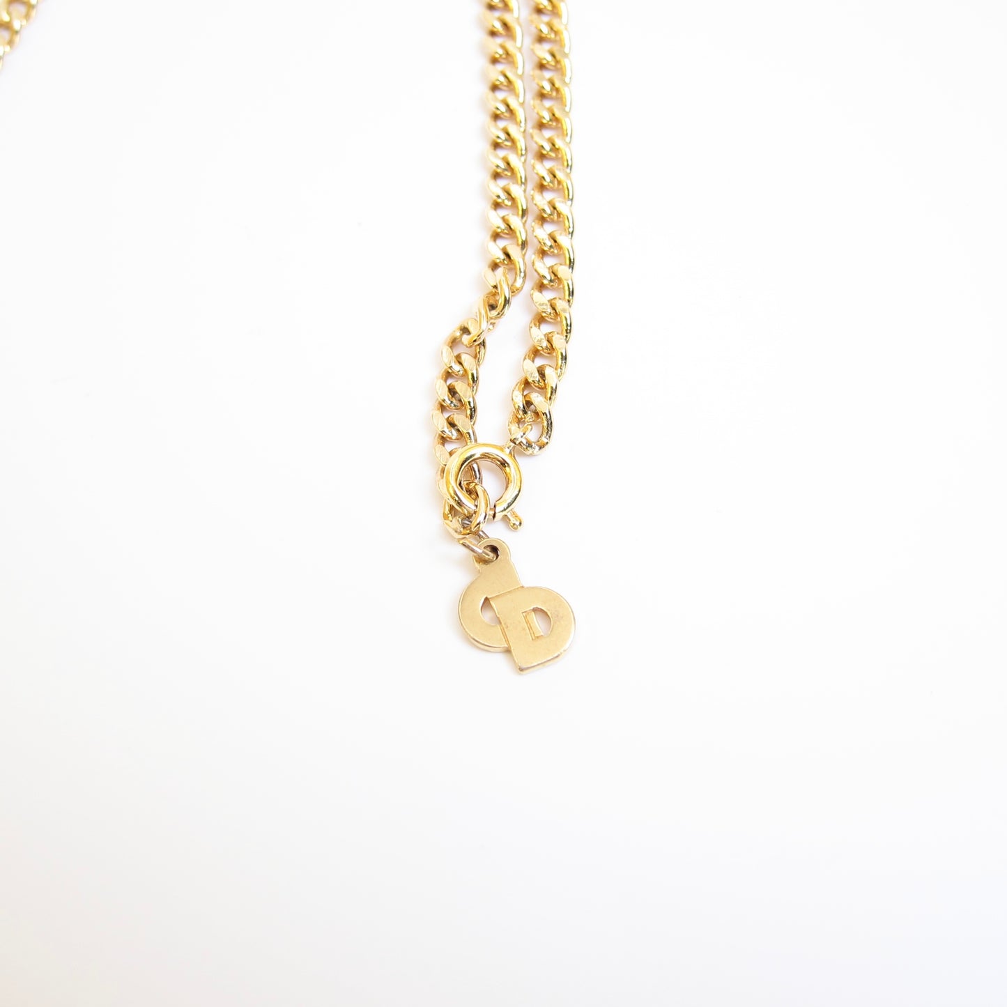 Christian Dior Vintage CD Logo Golden Long Necklace
