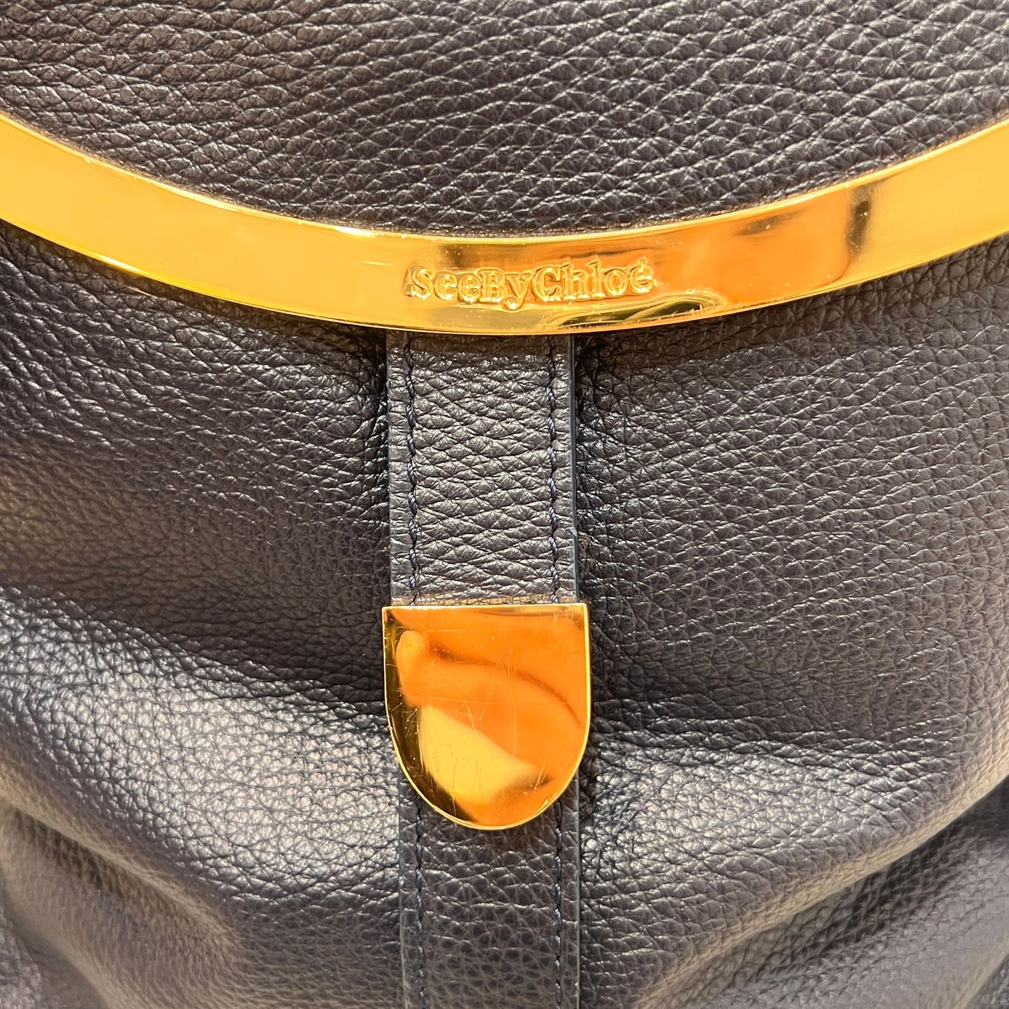 See By Chloé Vintage Black Leather Curved Hardware Backpack