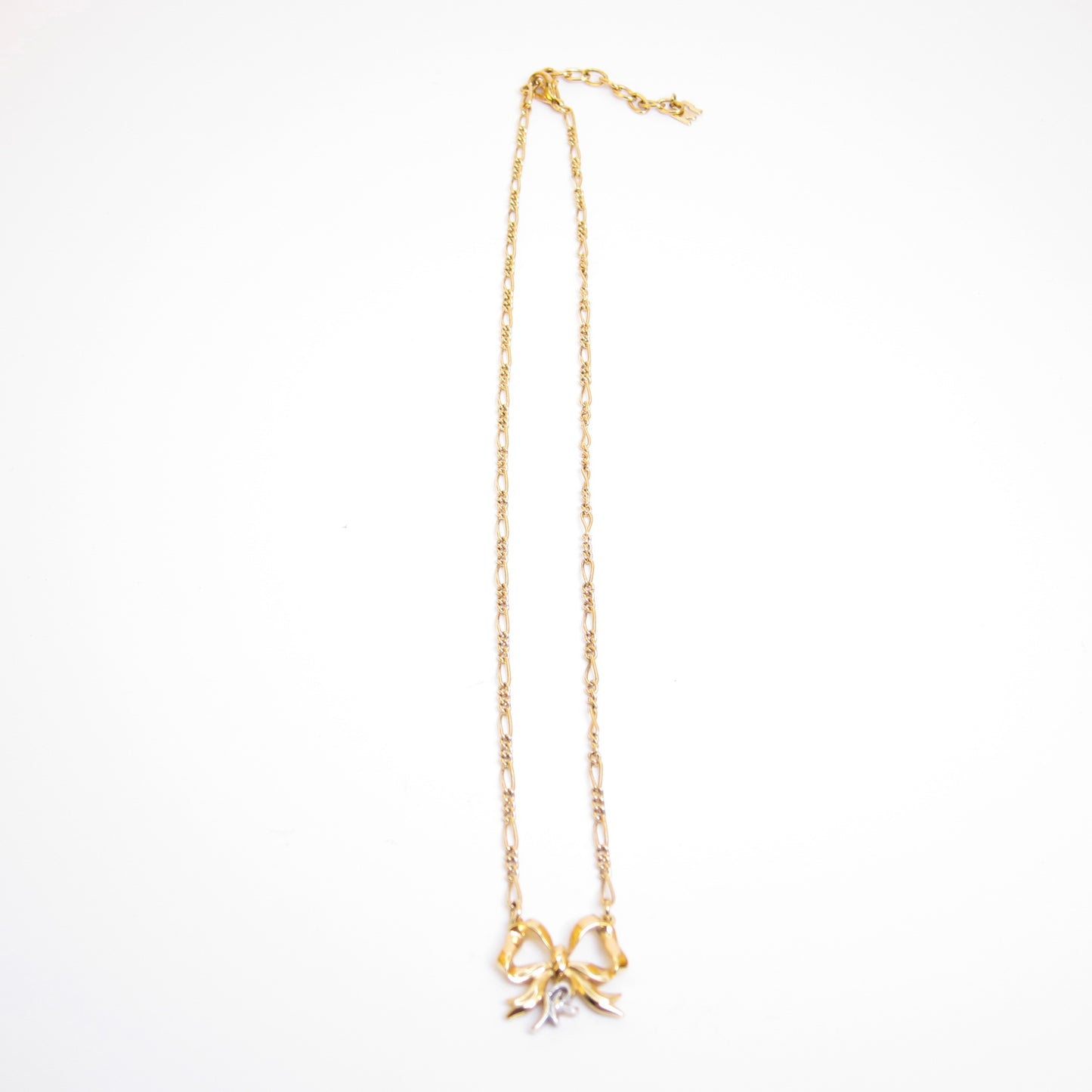 Nina Ricci Vintage NR Logo with Ribbon Golden Necklace