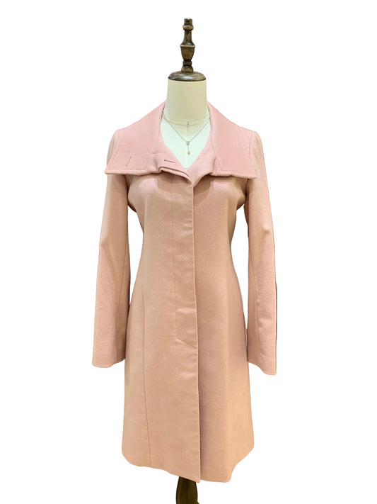 Lanvin En Bleu Dusty Pink Asymmetric Collar Coat Size 36