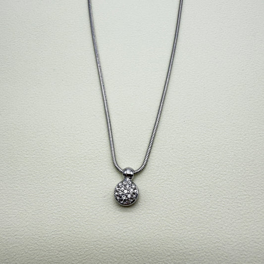 Christian Dior Vintage Round Shape with Rhinestone Silver Necklace