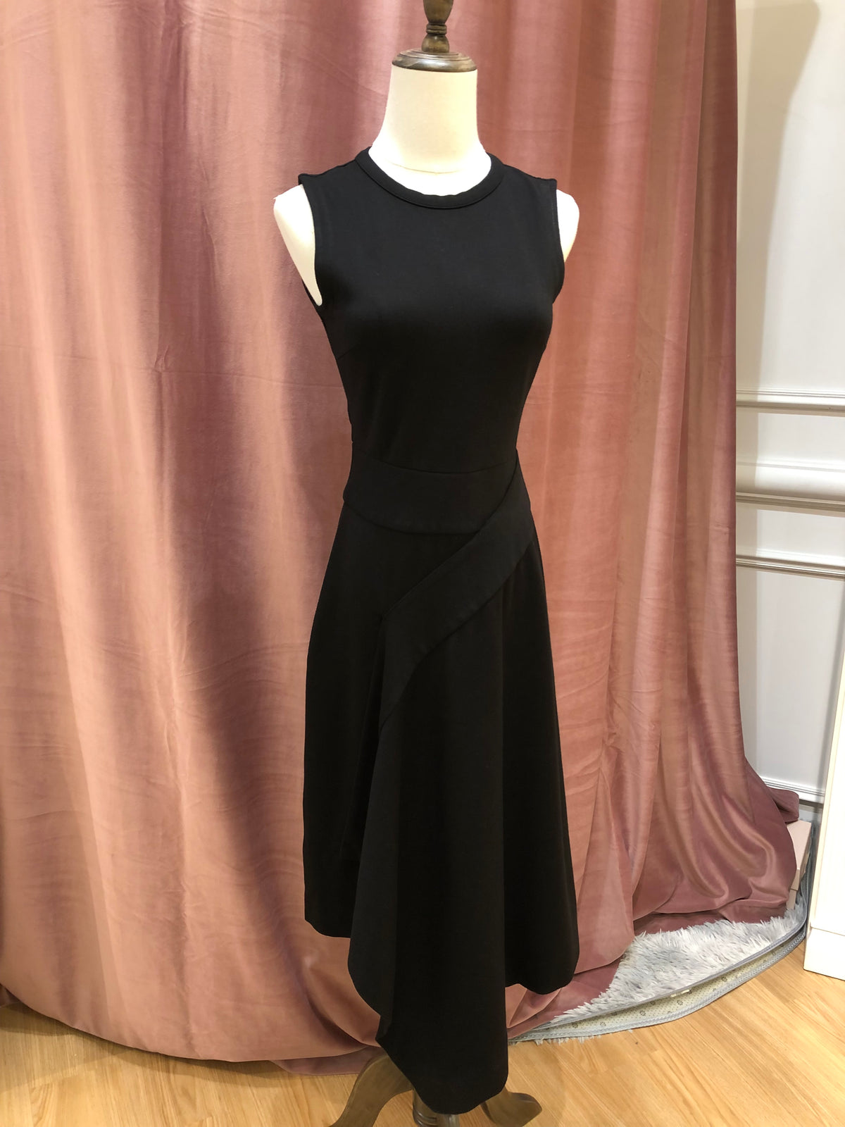 CALVIN KLEIN Black Asymmetric Wrap-waist Dress