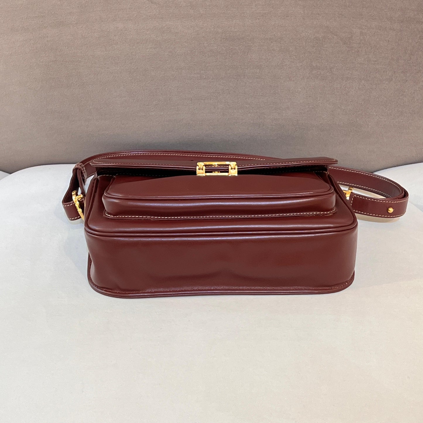 Cartier Vintage Mast Line Bordeaux Leather Shoulder Bag