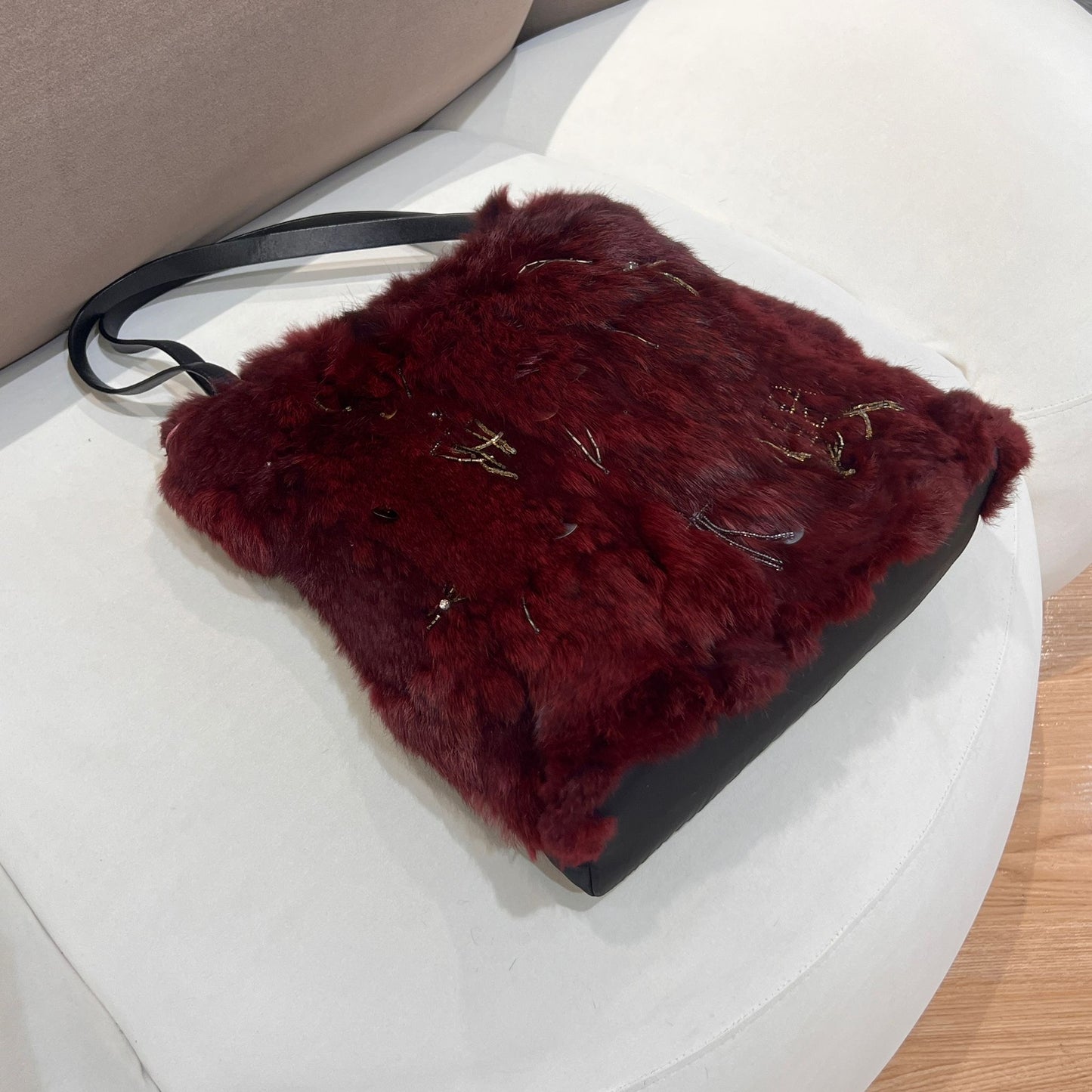 Givenchy Vintage Burgundy Fur Tote Handbag