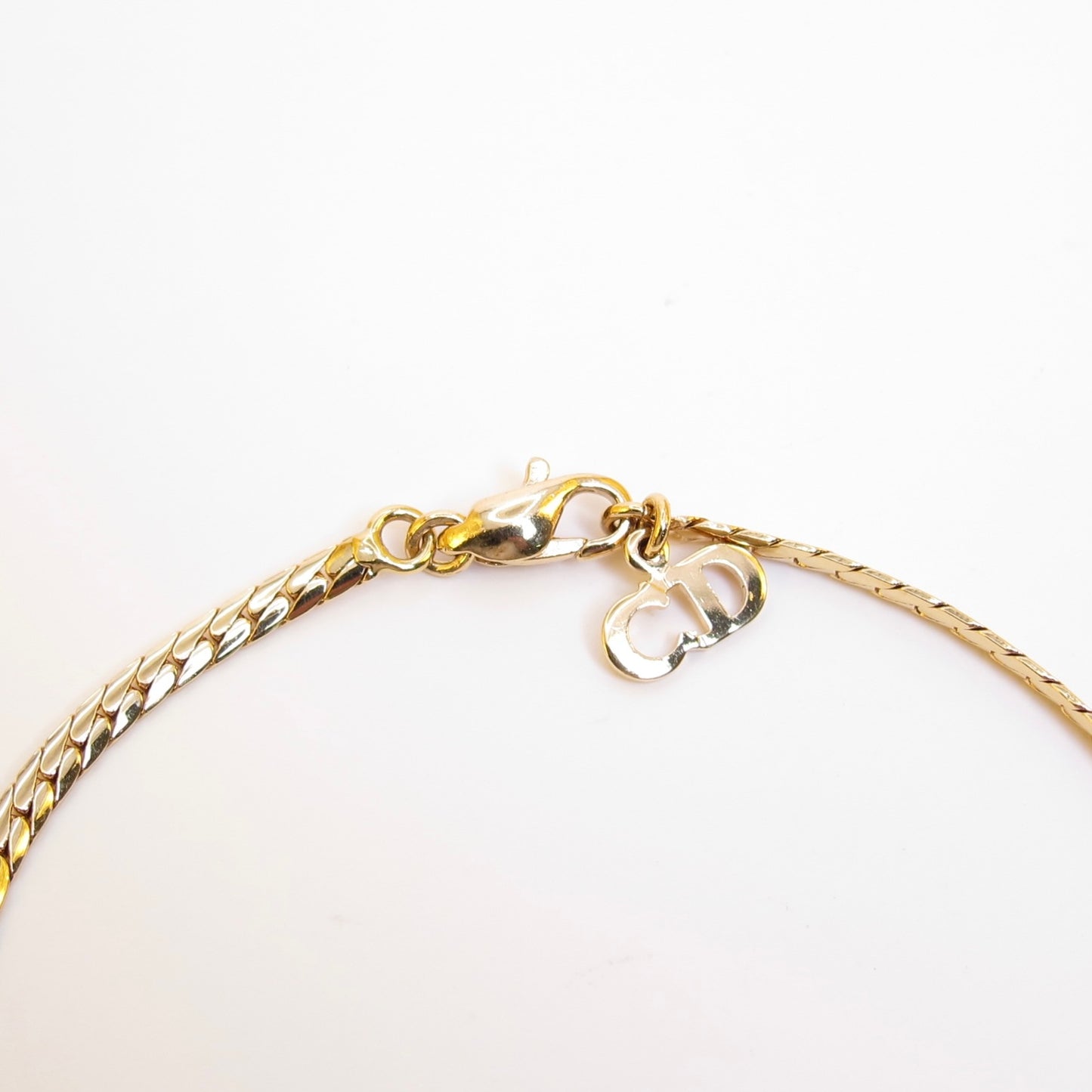 Christian Dior Vintage Stylish Black and Rhinestone Golden Bracelet