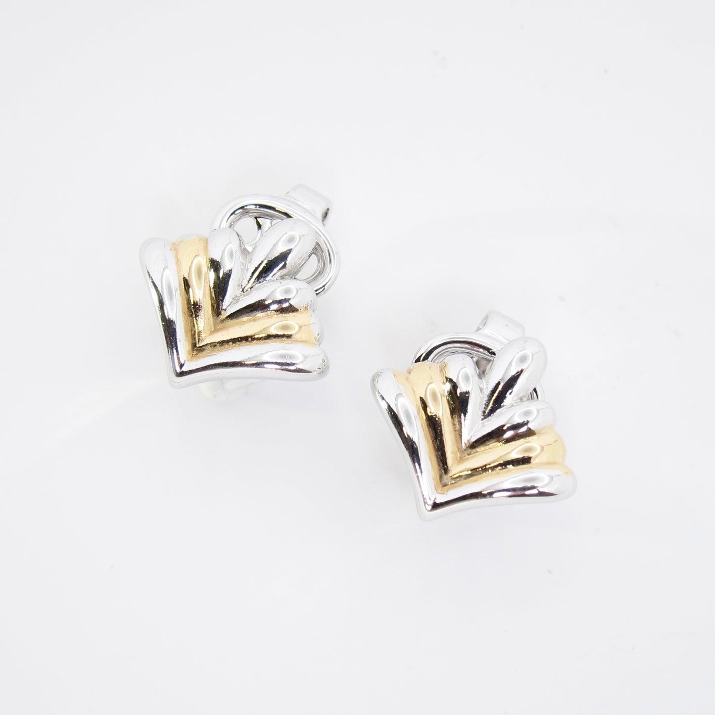 Nina Ricci Vintage Stylish Two Tone Clip-on Earrings