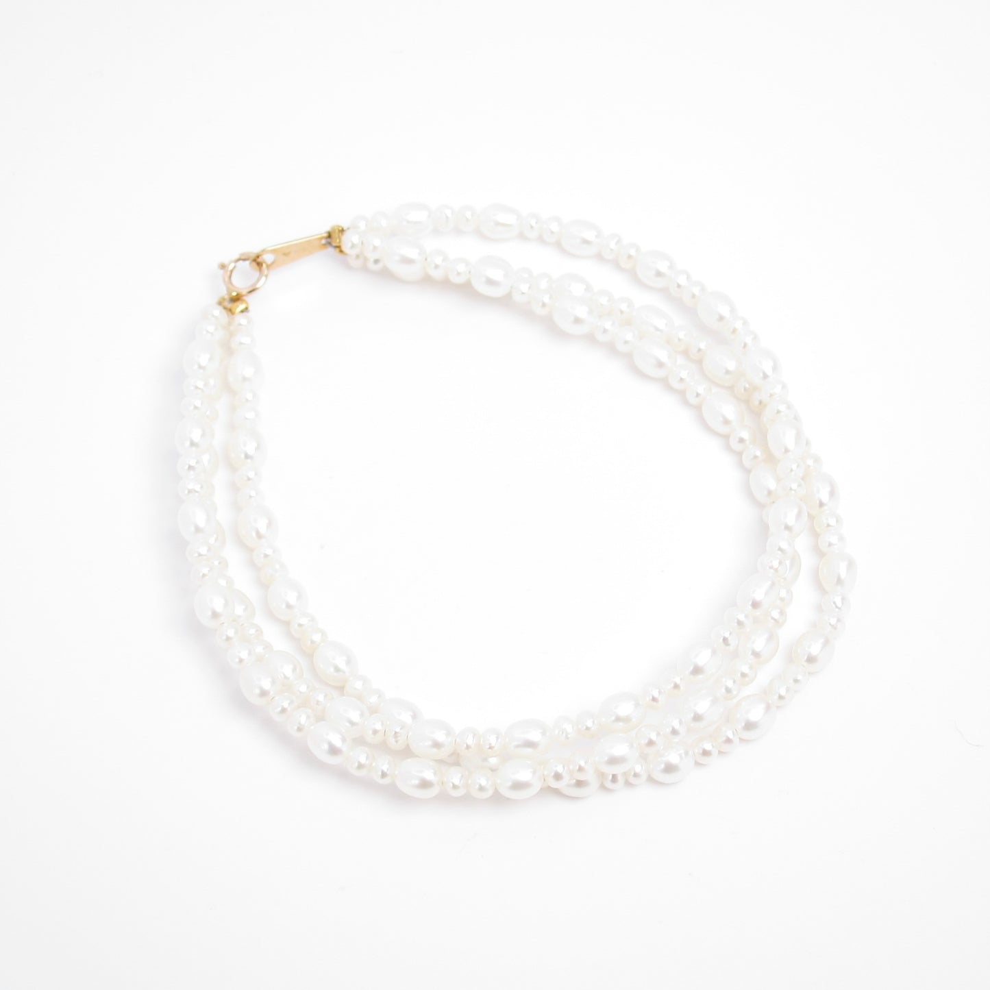 Mikimoto Vintage 3-row Freshwater Pearl Bracelet with K18 Gold Buckle