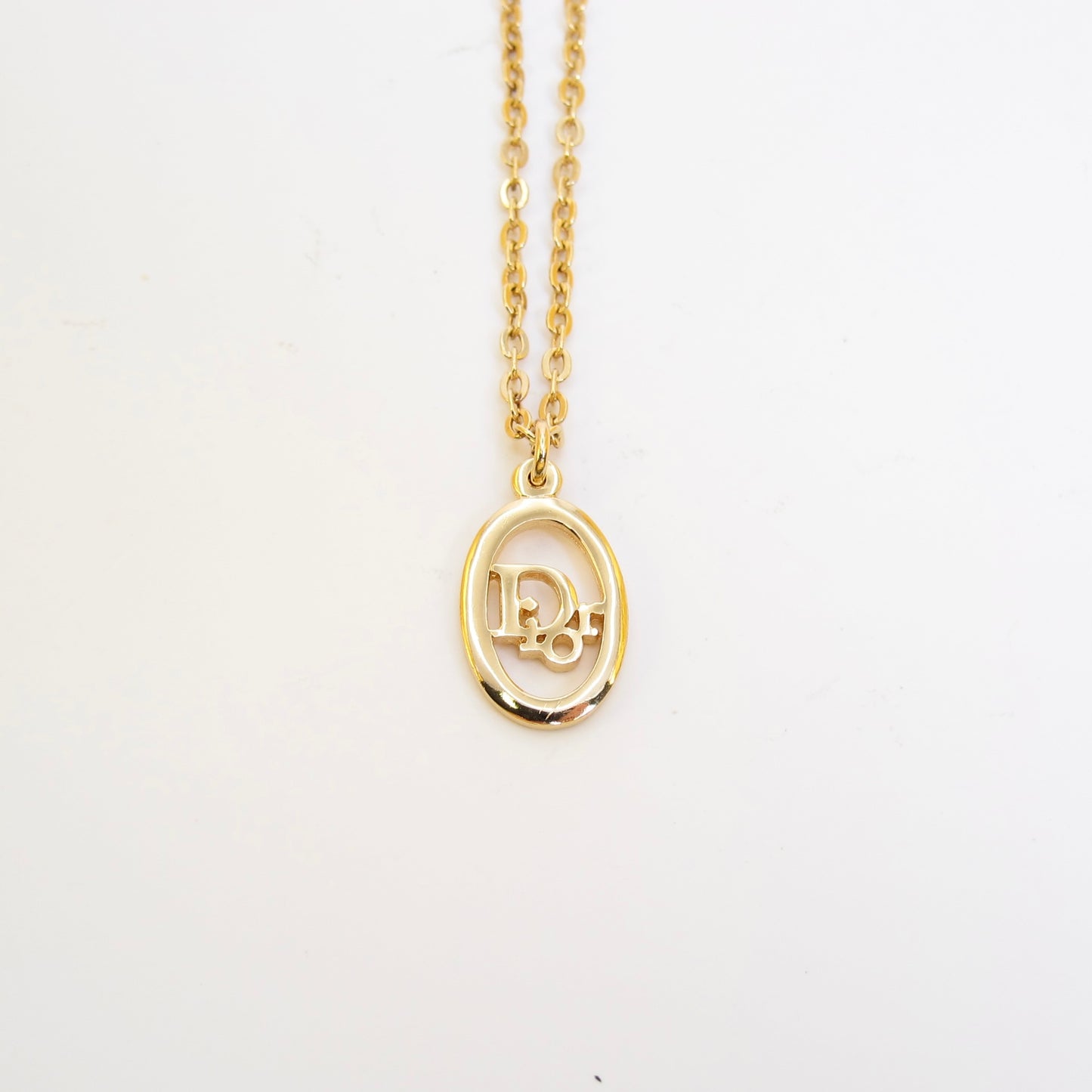 Christian Dior 復古 Dior 橢圓形金色項鍊