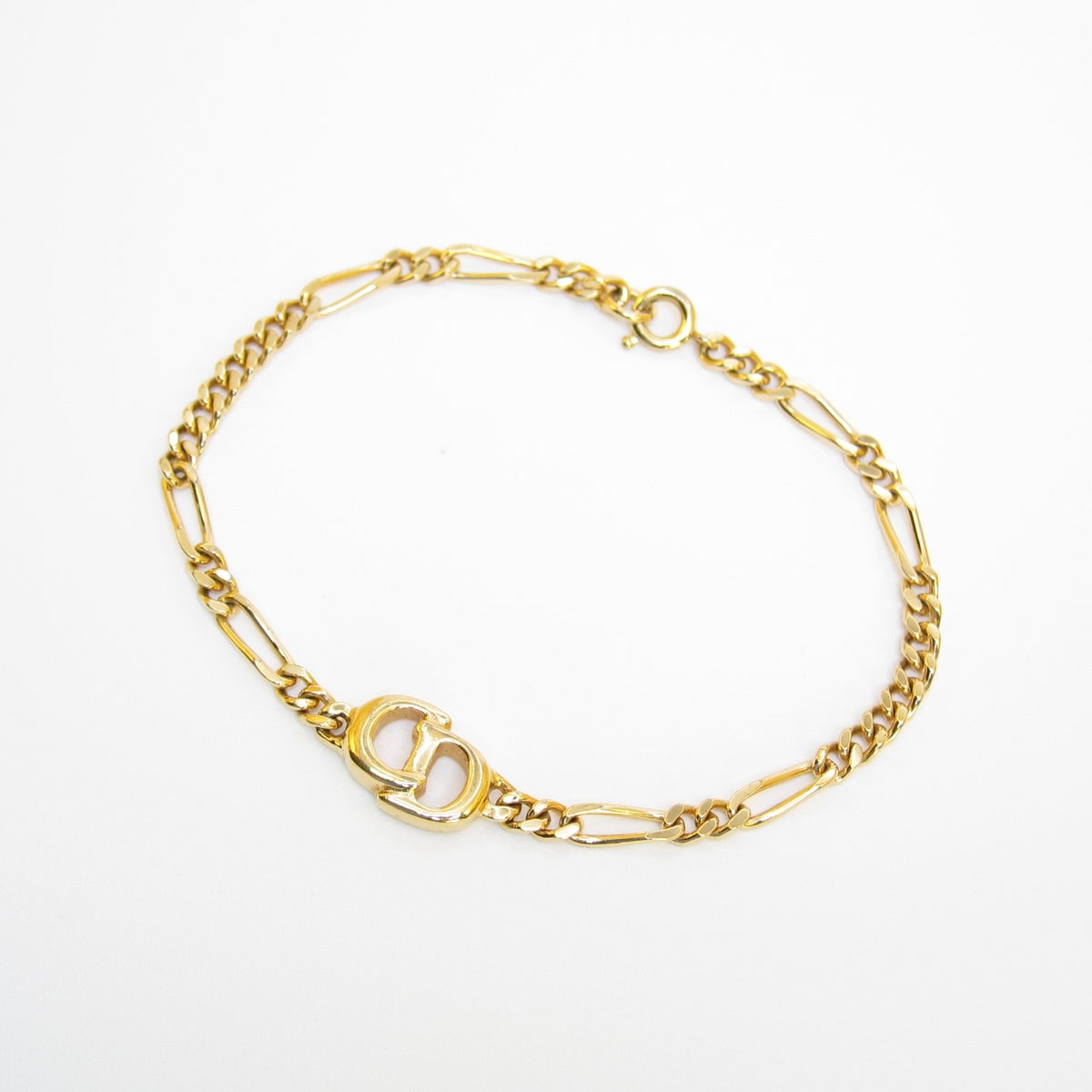 Christian Dior Vintage Oval CD Charm Gold-Tone Bracelet, 17.5cm