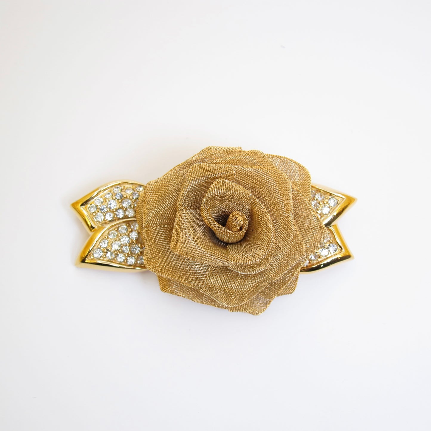 Givenchy Vintage Flower Motif with Rhinestone Golden Brooch