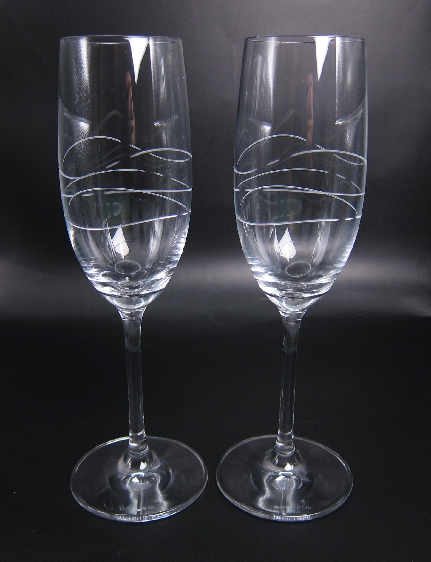 Tiffany Vintage Cadenza Crystal Champagne Flutes Set of 2