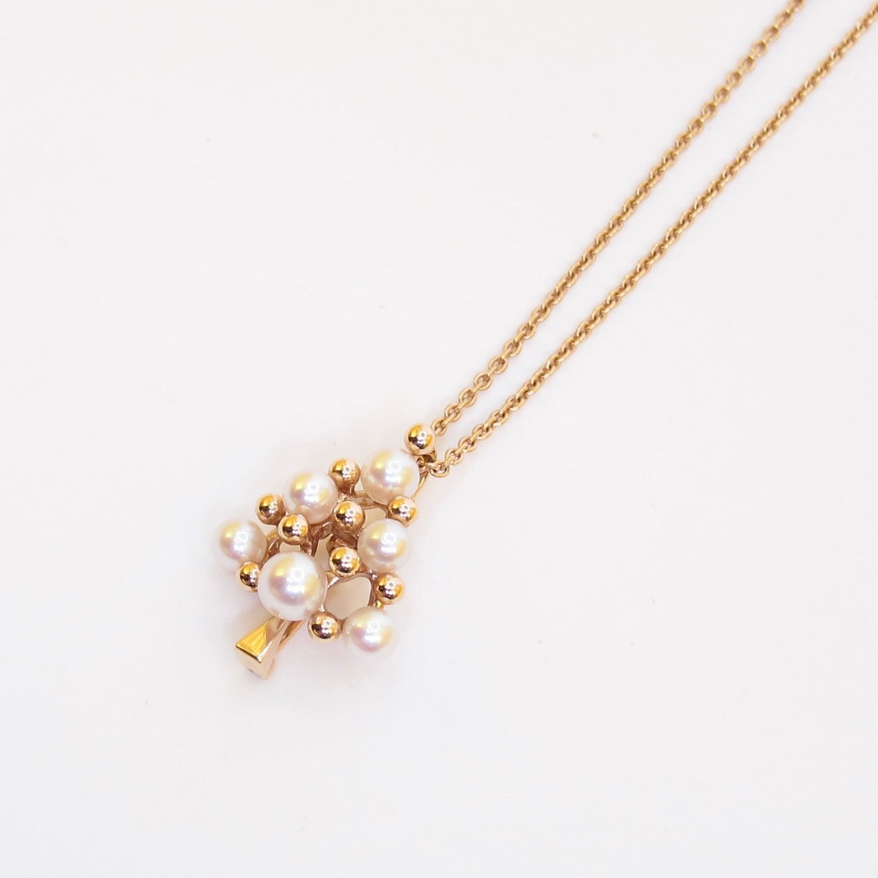 Mikimoto Vintage 2008 X'mas Limited 18K Rose Gold 2-way Akoya Pearl Tree Brooch Necklace