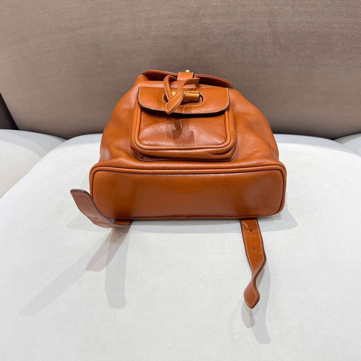 Gucci Vintage Mini Bamboo Leather Backpack