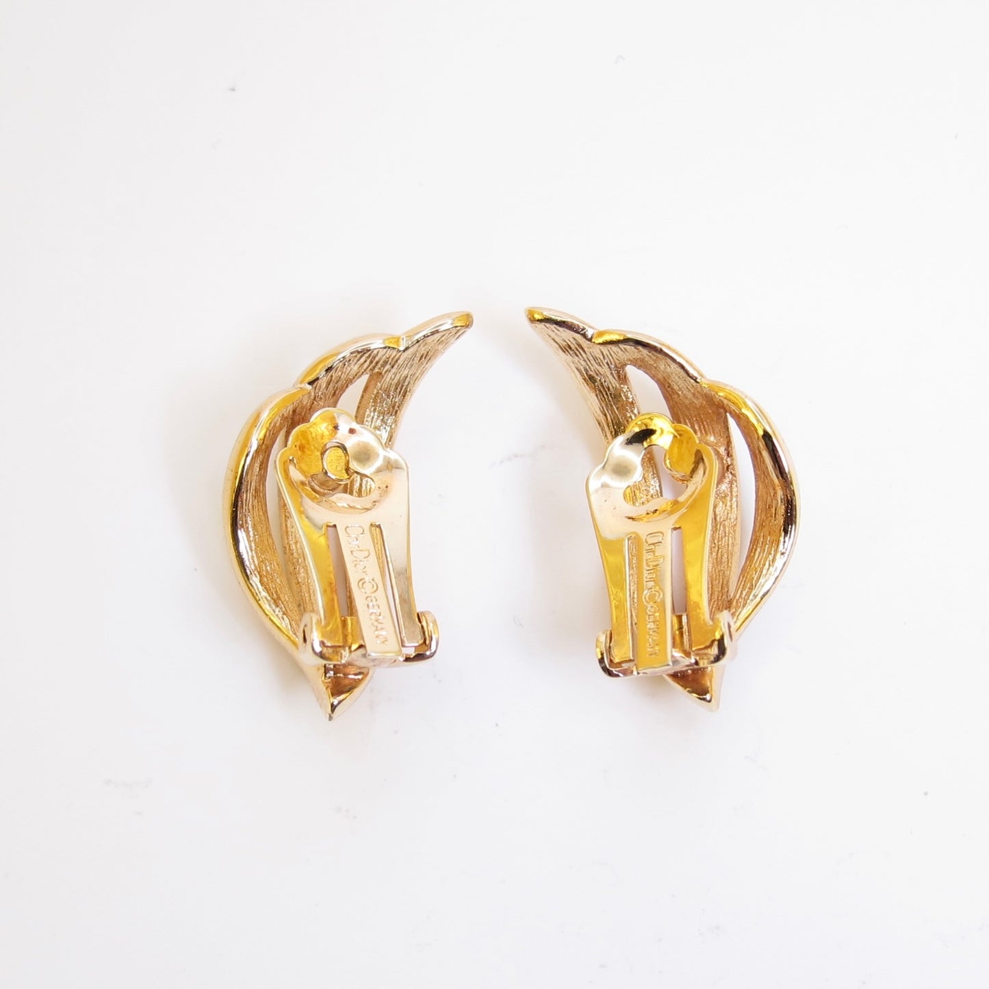 Christian Dior Vintage Stylish Black and Rhinestone Golden Clip-on Earrings