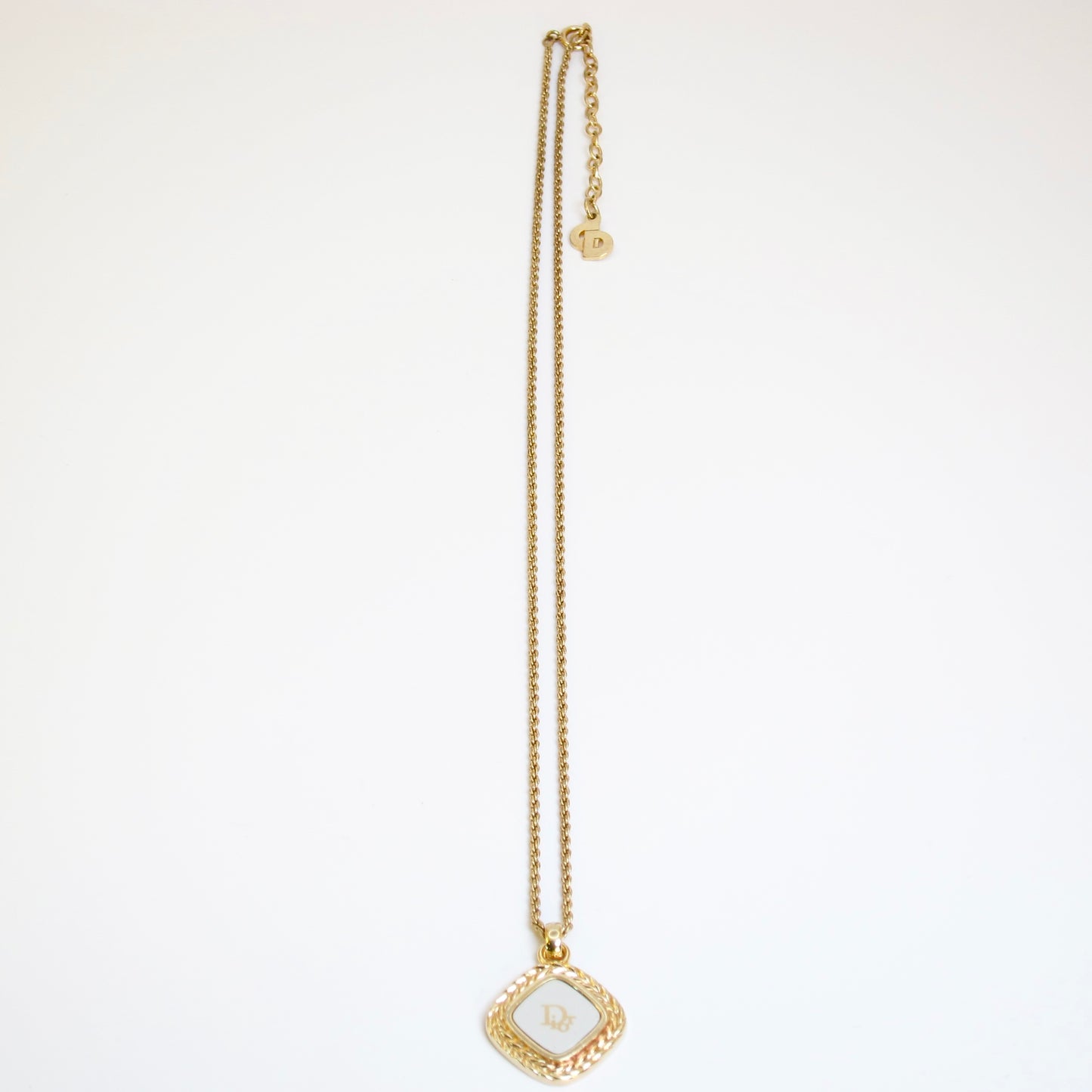 Christian Dior Vintage Dior Logo on Rhombus Silver and Golden Necklace