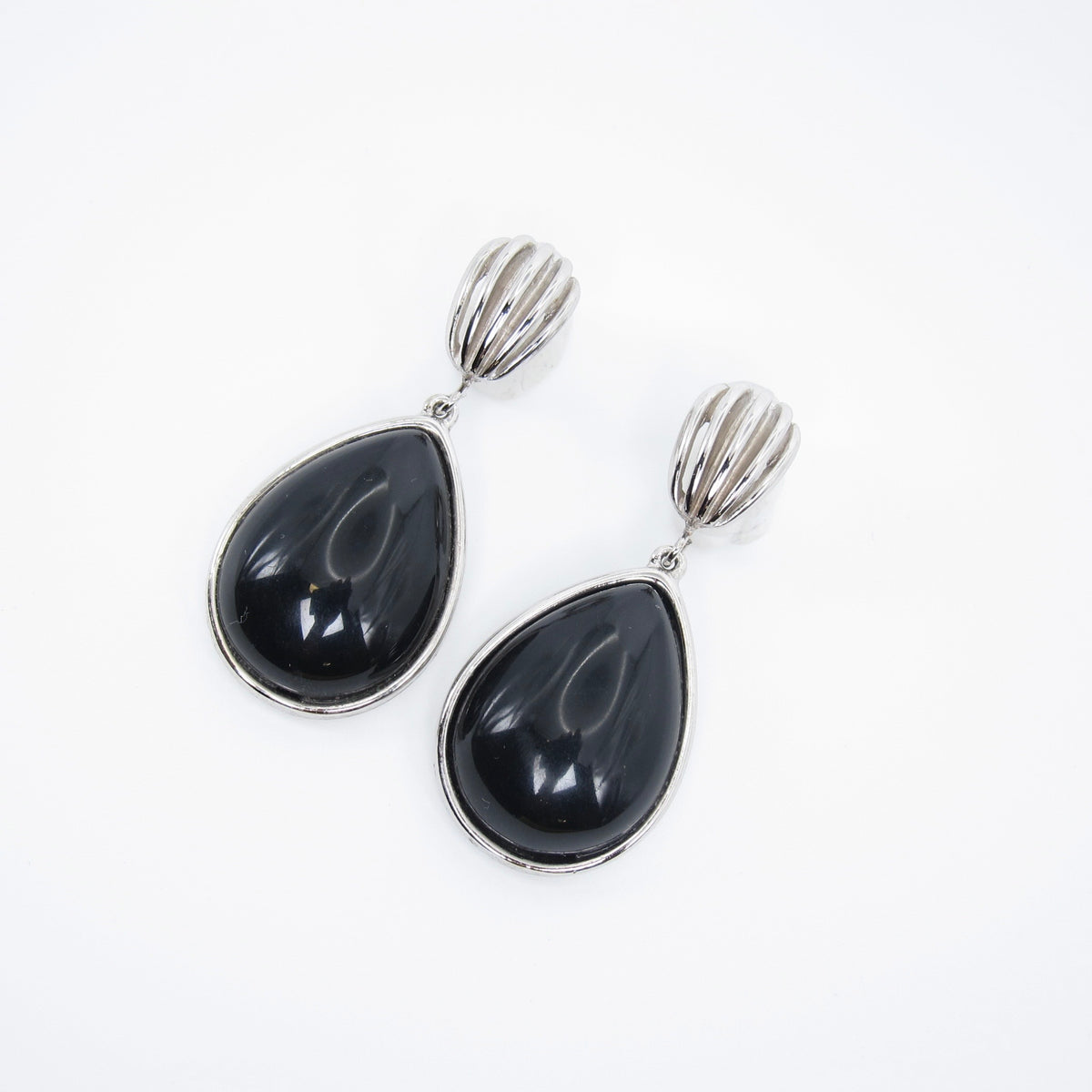 Givenchy Vintage Black Teardrop Clip Earrings