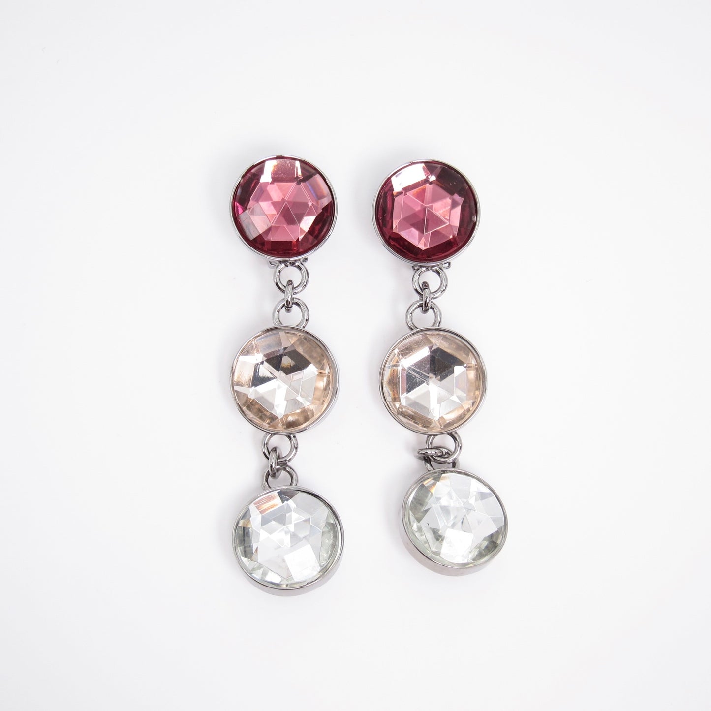 Miu Miu Vintage Multi Color Stone Silver Clip-on Earrings