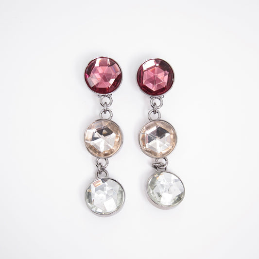 Miu Miu Vintage Multi Color Stone Silver Clip-on Earrings