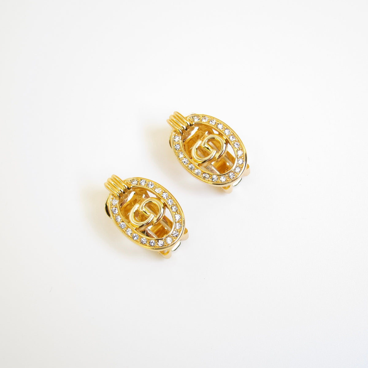 Christian Dior Vintage Rhinestone CD Clip Earrings