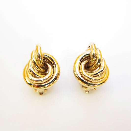 Givenchy Vintage Twist Circle Golden Clip-on Earring