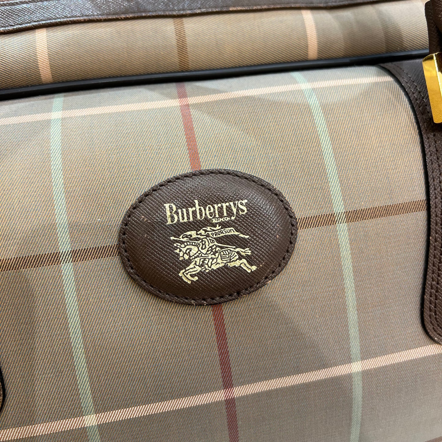 Burberry 經典棕色格紋波士頓包