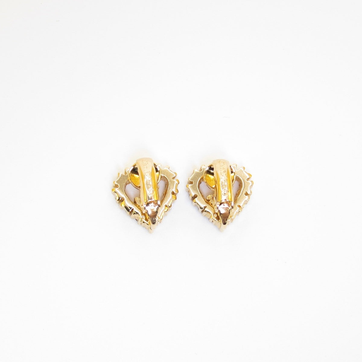 Christian Dior Vintage Crystal Heart CD Clip-On Earrings