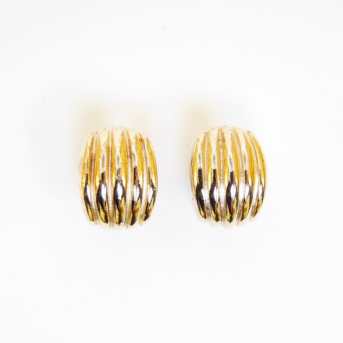Christian Dior Gold-Tone Ribbed Half-Hoop Clip-On Earrings