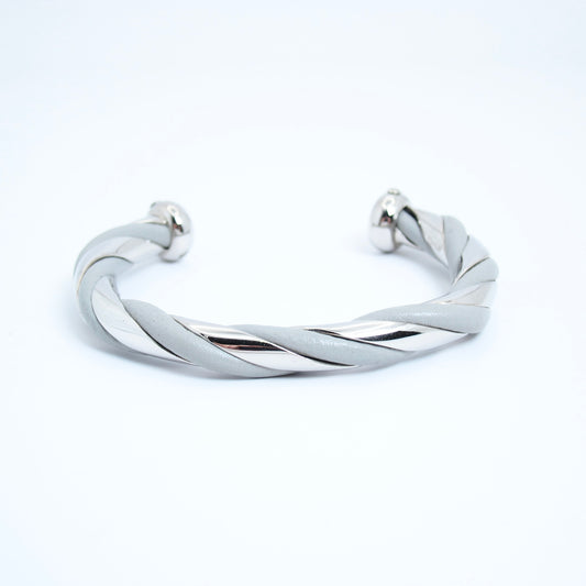 Hermes Vintage Twisted Grey and Silver Bangle