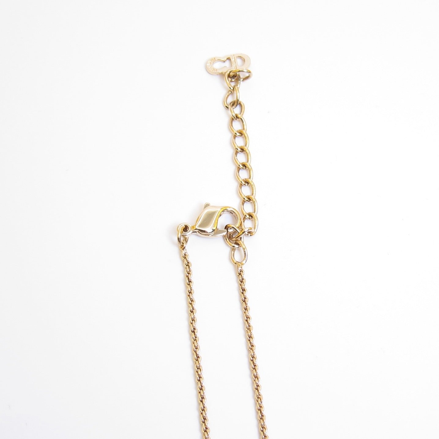 Christian Dior Vintage Letter O with Rhinestone Golden Necklace