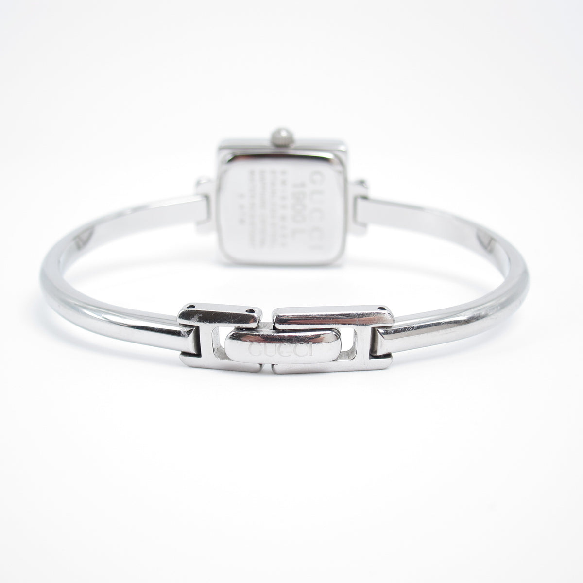 Gucci Vintage 1900L Black Square Dial Silver-Tone Bangle Watch