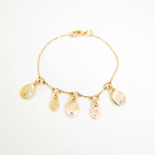 Givenchy Vintage G Logo Oval Shape Charm Golden Bracelet