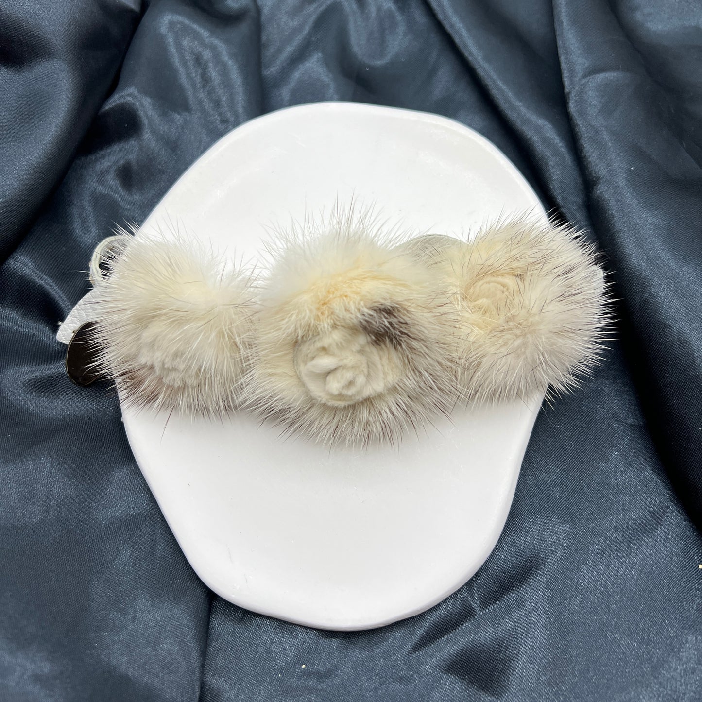 Fendi Vintage Fur Flower with Leather Necklace