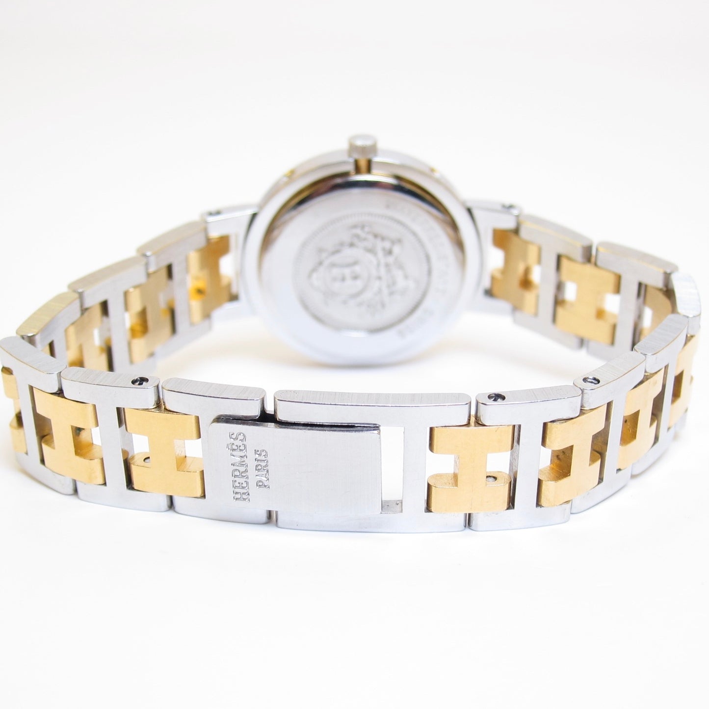 Hermes Vintage Clipper White Dial with Date and H Bracelet Two Tone Watch