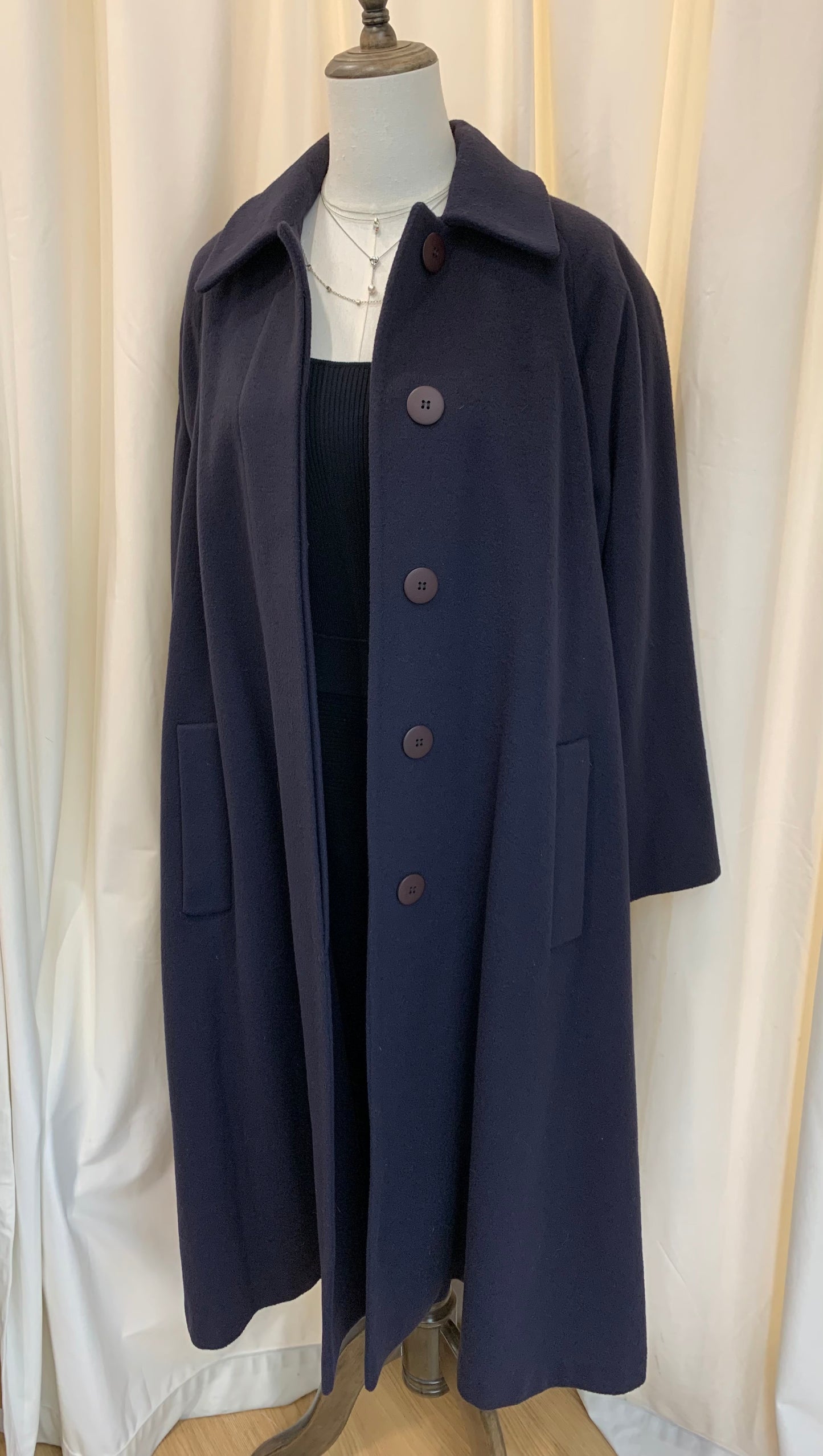 Christian Dior Vintage Navy Wool A-Line Coat Size 4