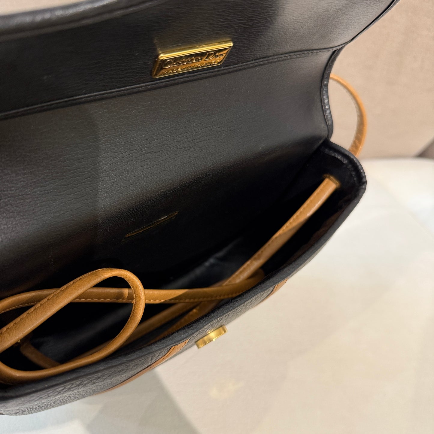 Christian Dior Vintage Cd Pebbled Leather Saddle Shoulder Bag