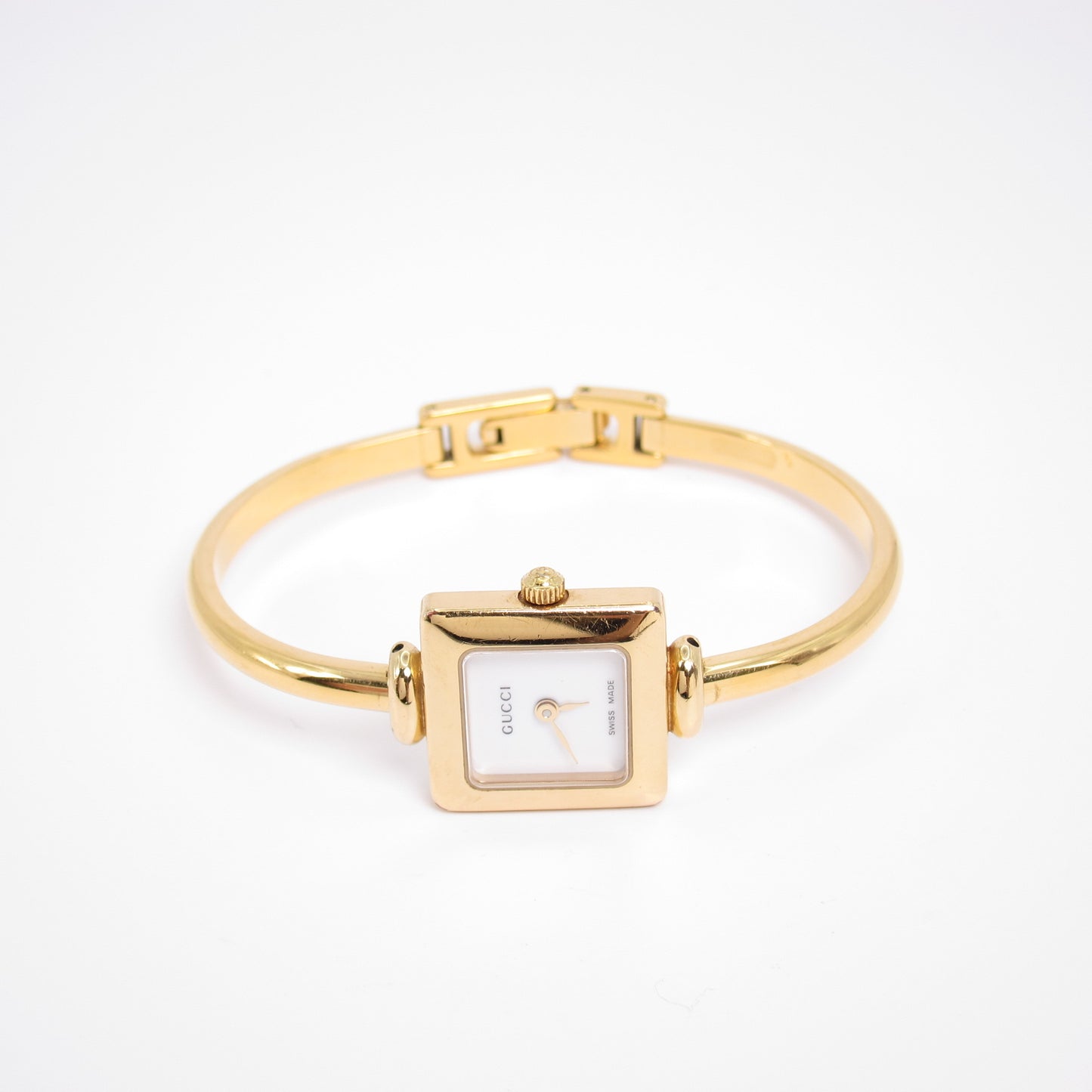 Gucci Vintage Square White Face Golden Bangle Watch