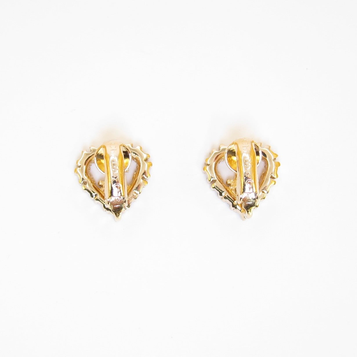 Christian Dior Vintage Dior Logo in Heart Golden Clip-on Earrings