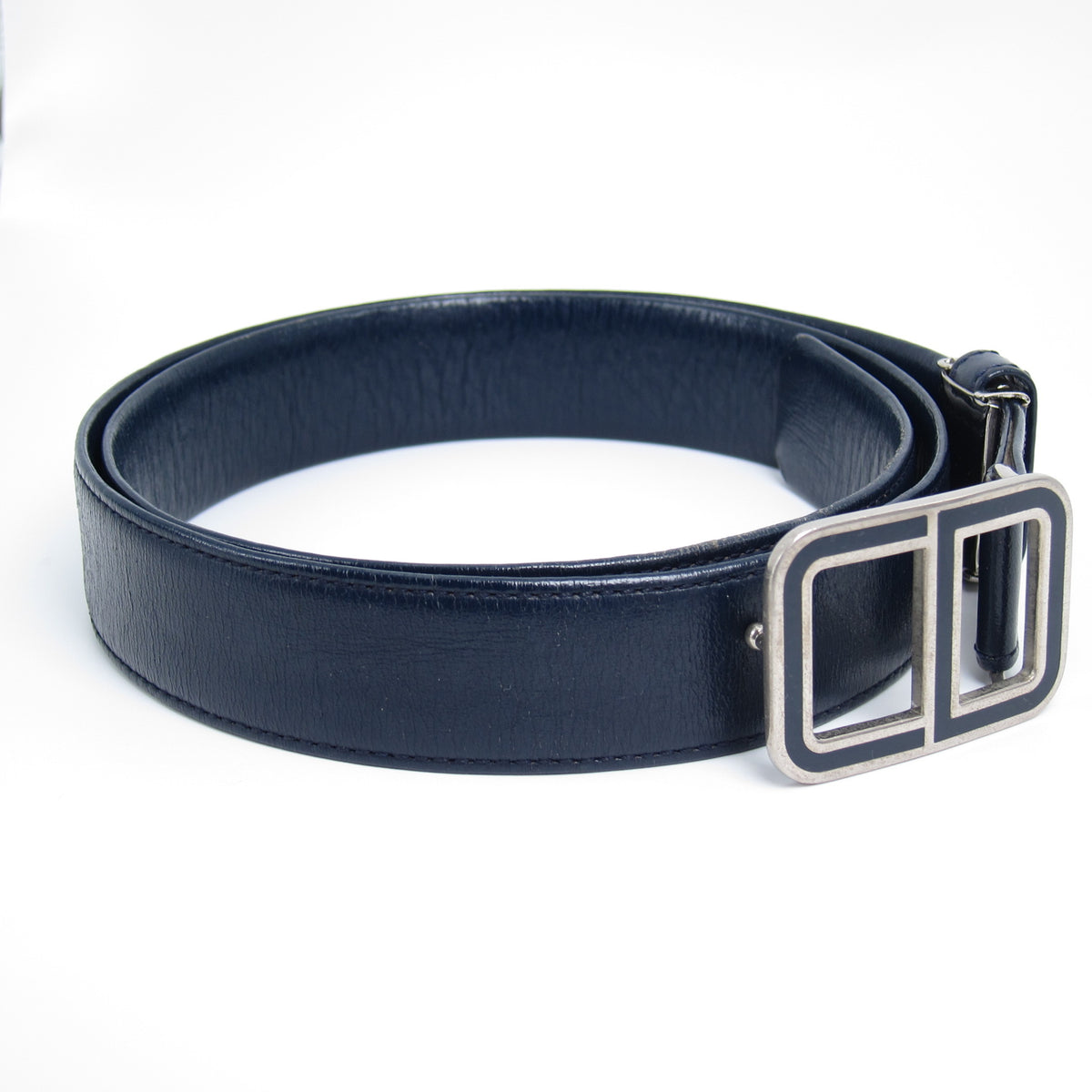 Christian Dior 海軍藍皮革CD扣腰帶